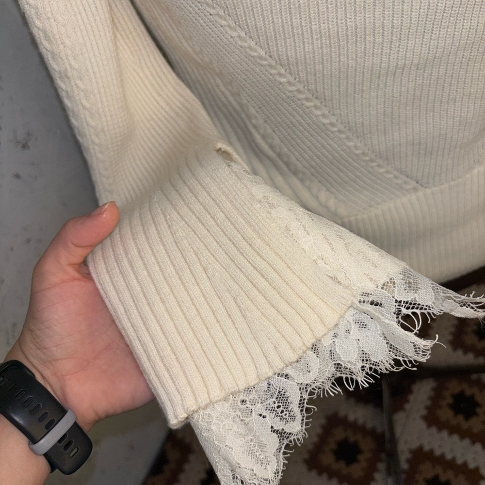 Banana Republic x Olivia Palmero Elegant Knit Lace Turtleneck Sweater Small - Picture 7 of 11